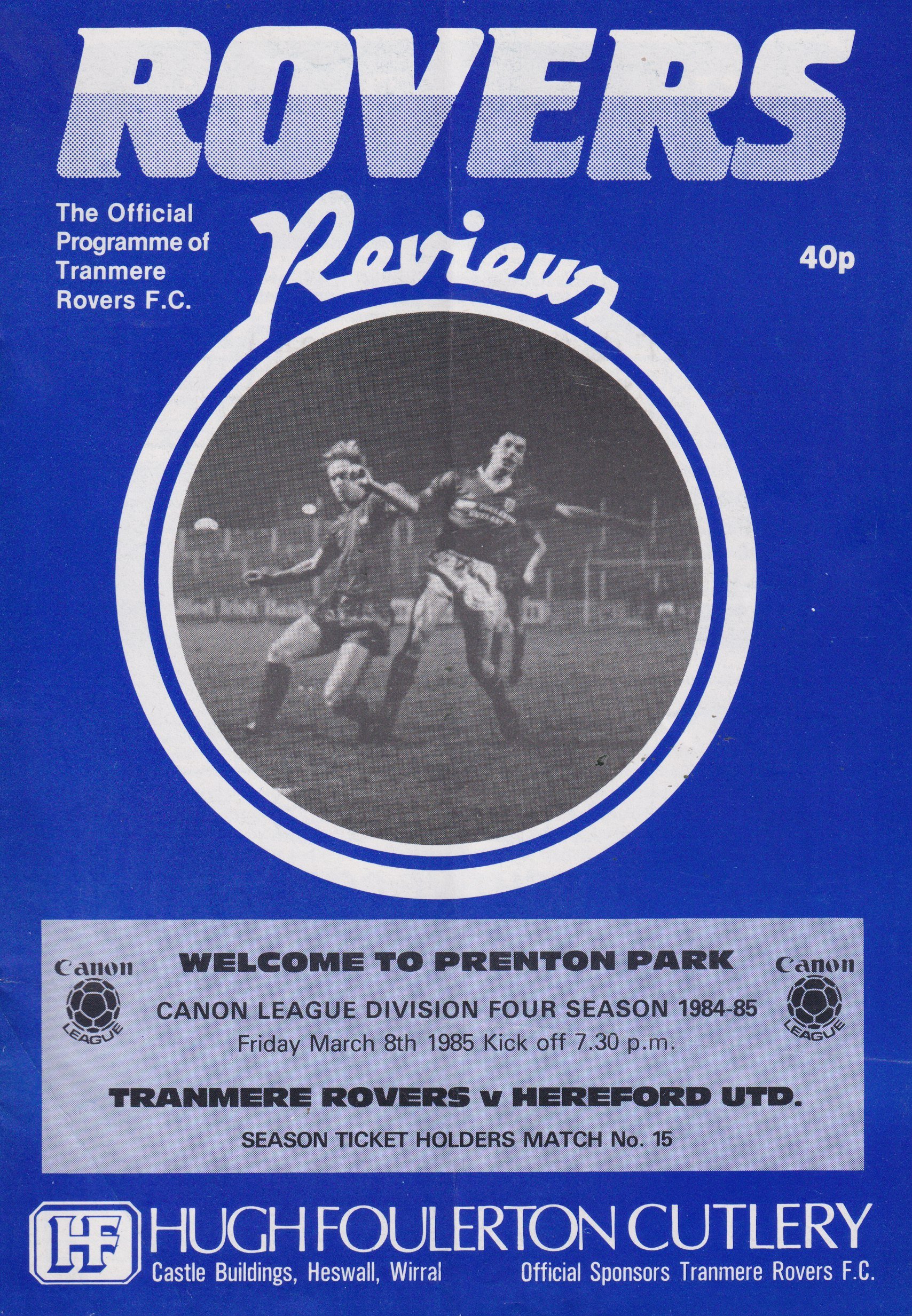 Tranmere Rovers v Hereford United match programme
